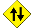 Yellow Road Sign - Two Way Traffic