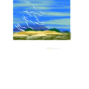 landscape w/ birds Clipart