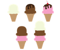 Various Flavors Ice Cream Cones