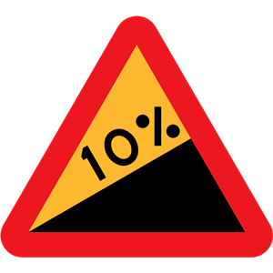10% upward gradient roadsign