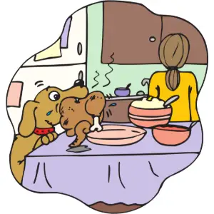 Dog Eating Dinner Clipart