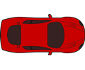 Red racing car top view