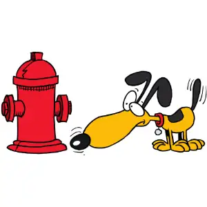 Dog Sniffing Hydrant Clipart
