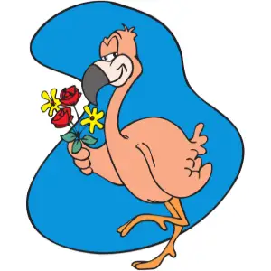 Flamingo with Flowers Clipart