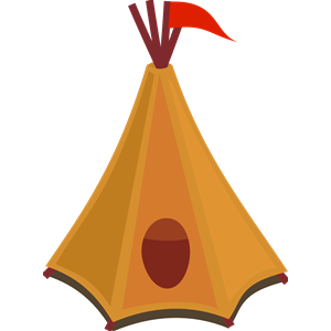 Cartoon tipi / tent with red flag