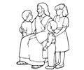 Jesus Teaching Children Line Art