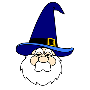 Wizard in blue hat