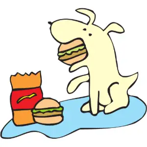 Dog Eating Burger Clipart