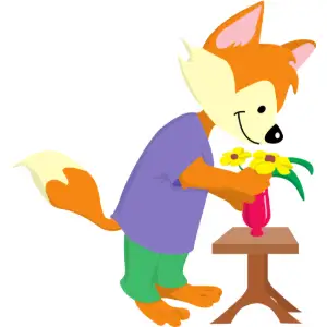 Fox with Flowers Clipart