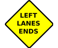 caution_left lane ends