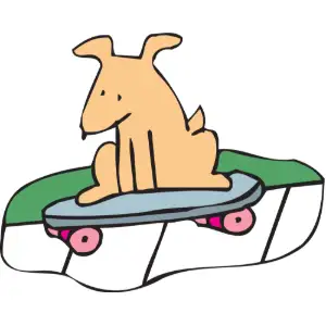 Dog on Skateboard Clipart