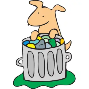 Dog in Trash Can Clipart