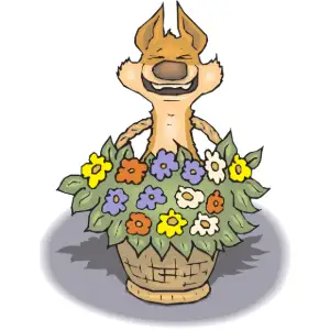 Fox with Flowers Clipart